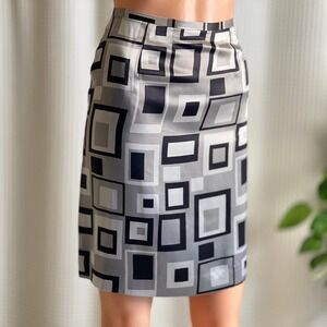 Vintage Y2K INC International Concepts Gray Geometric Print Silk Mini Skirt 6P